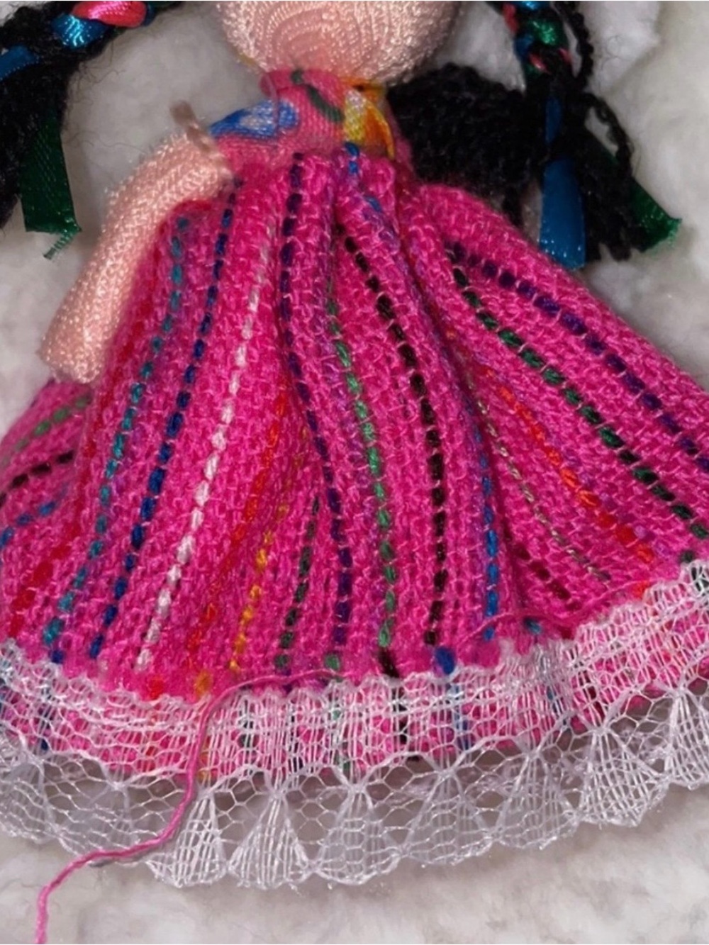Handcrafted Pink Ribbon Doll Keychain Accessory - Picture 3 of 5